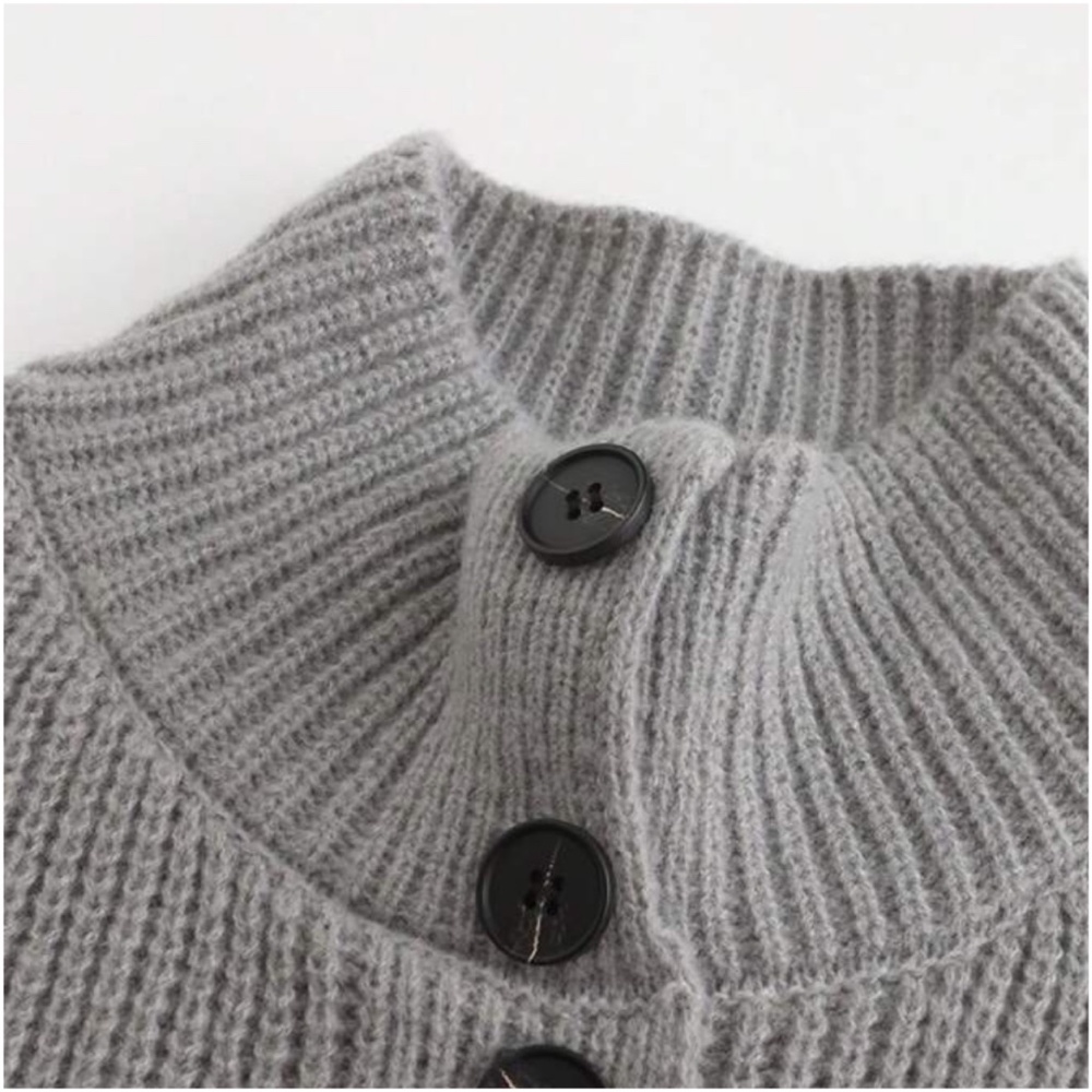 Cozy Solid Button Down High Neck Pockets Oversized Cardigan - Picture 6 of 8